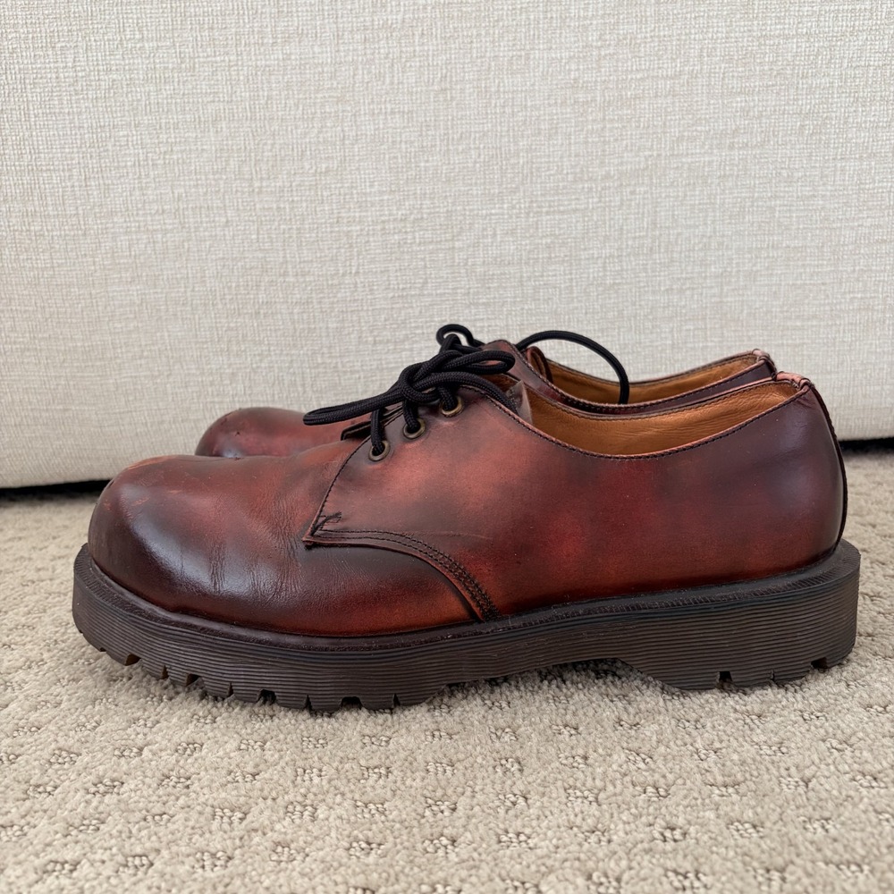 Vintage Dr Martens Docs Oxblood Red Oxford Steel Toe Shoes Men 10 England Made